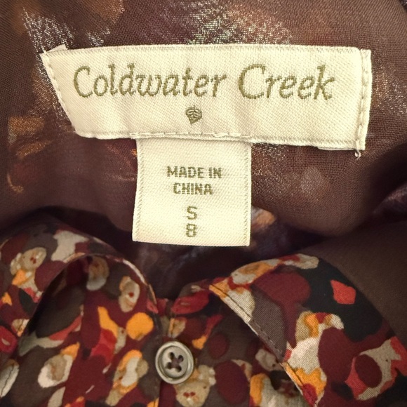 Coldwater Creek Multicolor Brown Orange Red Fall Blouse Button 3/4 Sleeve- S (8) - Picture 7 of 9